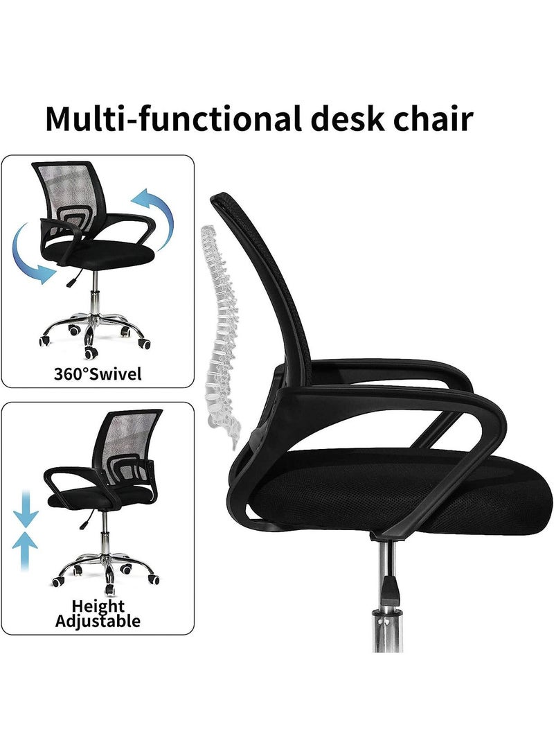 Office Mid Back Desk Chair Computer Ergonomic Mesh Chair with Armrest Swivel and Lumbar Support