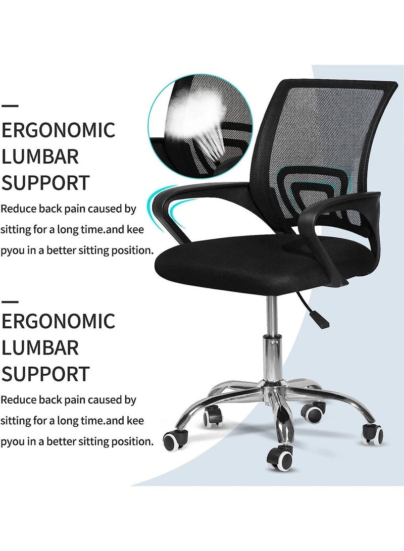 Office Mid Back Desk Chair Computer Ergonomic Mesh Chair with Armrest Swivel and Lumbar Support