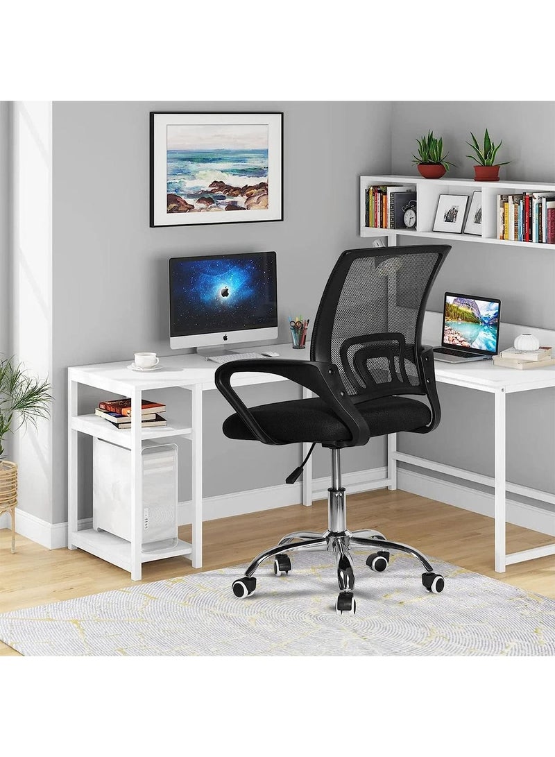 Office Mid Back Desk Chair Computer Ergonomic Mesh Chair with Armrest Swivel and Lumbar Support