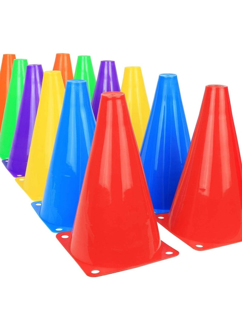 Agility Marker Cone Set for Athletics and Social Distancing Traffic Cones Outdoor Sport Cones for Kids Football Soccer Training Cones 10 Pack- 23cm