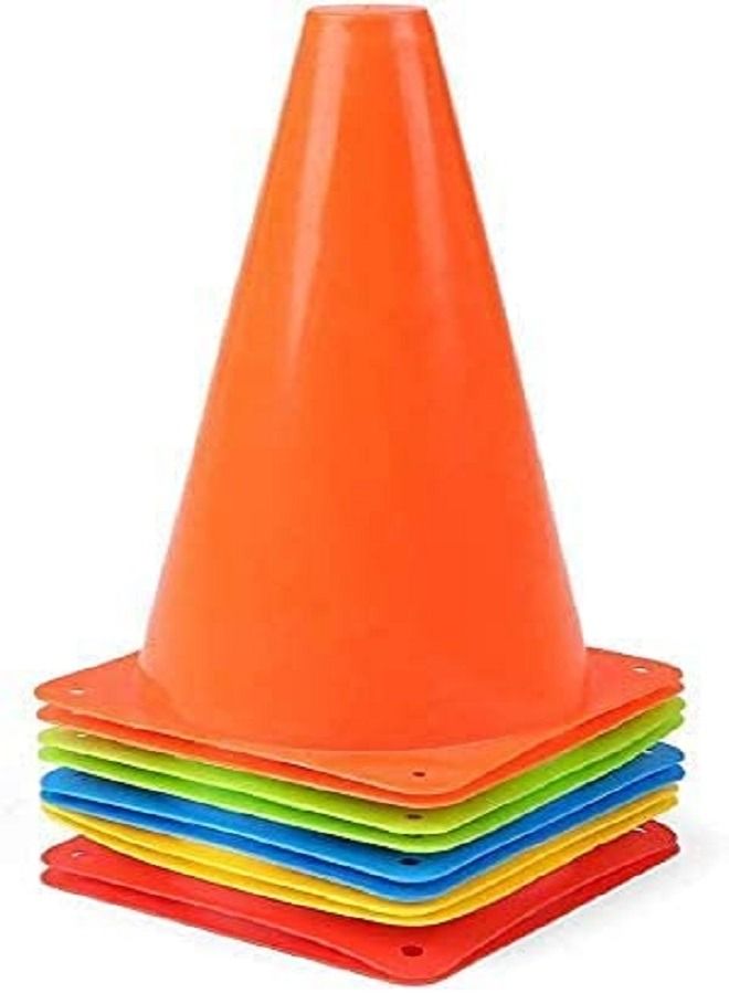 Agility Marker Cone Set for Athletics and Social Distancing Traffic Cones Outdoor Sport Cones for Kids Football Soccer Training Cones 10 Pack- 23cm