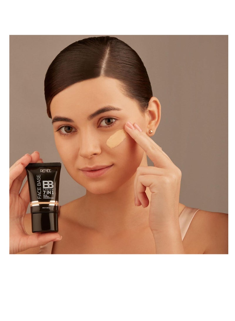 RENEE Face Base BB Cream 7 in 1 with SPF 30 PA  Enriched with Hyaluronic Acid Vitamin C  Hydrates Nourishes and Smoothens Skin Texture  Sesame 30ml
