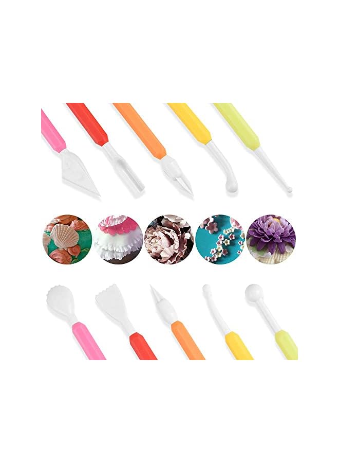 Pcs Icing Fondant Tools Set for Cake Decorating, Modelling Fondant Kit with 18 Different Shapes Sculpting for Flower Paste, Modelling Clay, Sugar Craft Tool, Baker Accessories Cakes