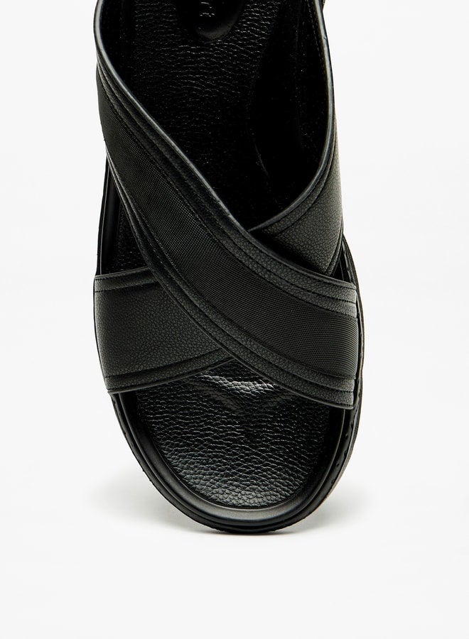 Men's Cross Strap Slip-On Sandals