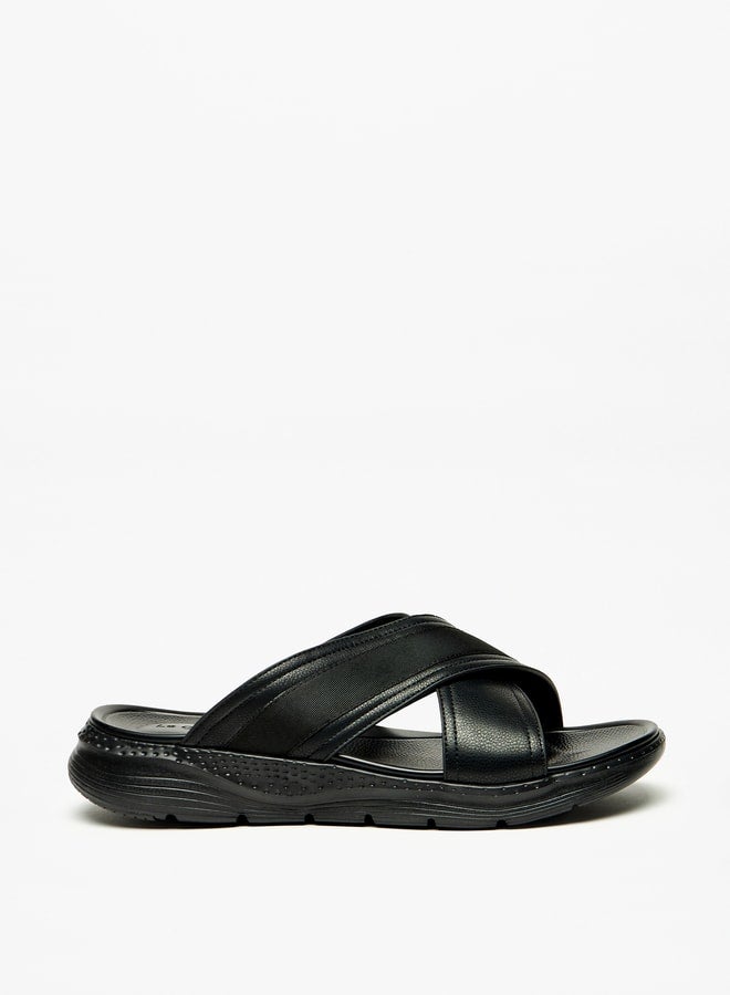 Men's Cross Strap Slip-On Sandals
