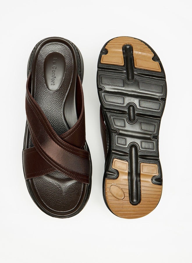 Men's Cross Strap Slip-On Sandals