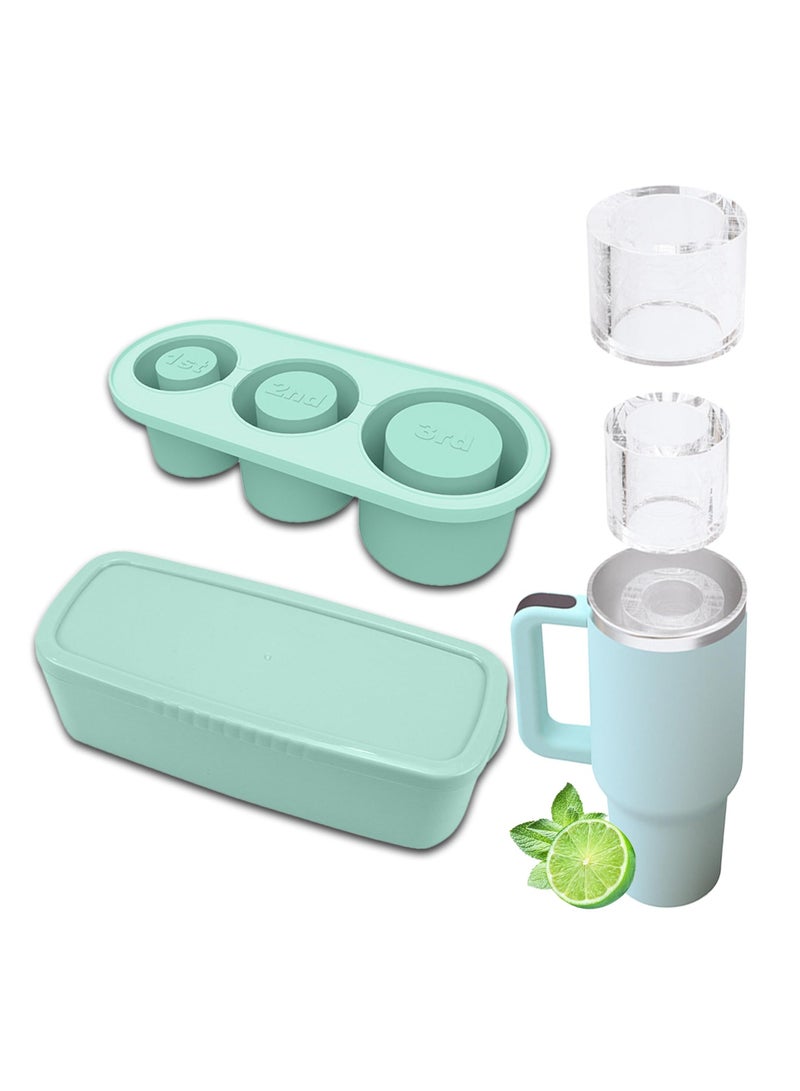 Ice Cube Tray Molds for Cups, Silicone Maker With Lid, Making 3 Hollow Cylinder Molds, 30-40 Oz Cups Chilling Cocktails, Whiskey, Drinks, Coffee