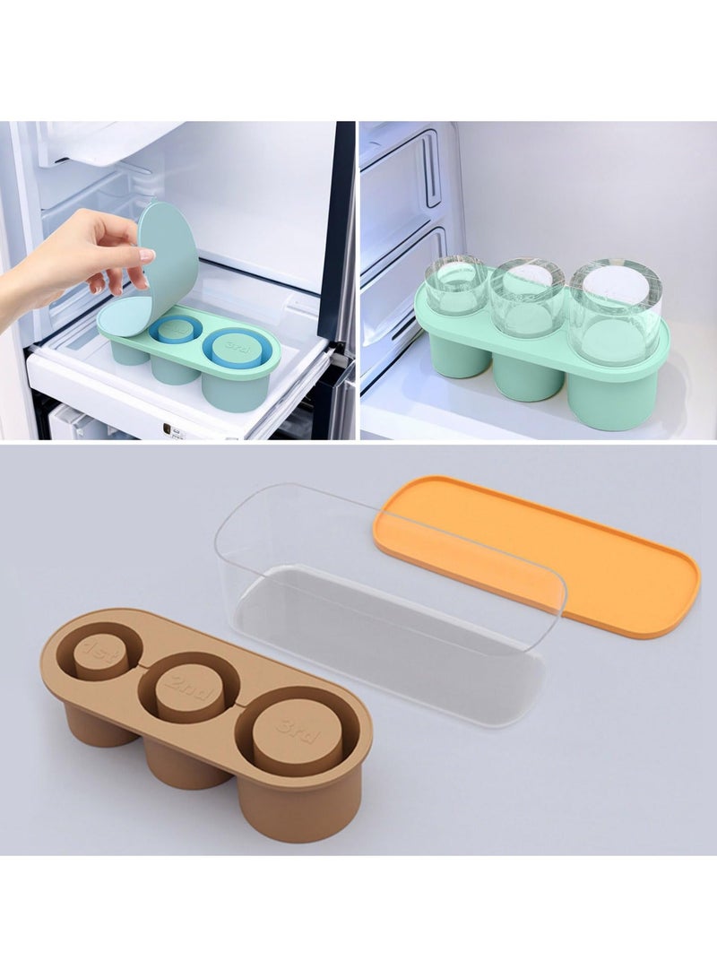 Ice Cube Tray Molds for Cups, Silicone Maker With Lid, Making 3 Hollow Cylinder Molds, 30-40 Oz Cups Chilling Cocktails, Whiskey, Drinks, Coffee