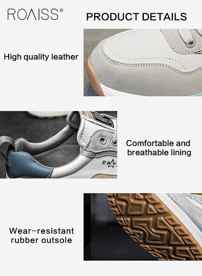 Simple Round Toe Sports Shoes for Men Elastic Wear Resistant Anti Slip Shock Absorption Outdoor Running Shoes Mens Low Top Lace up Front Breathable Soft Sole Lightweight Sneakers