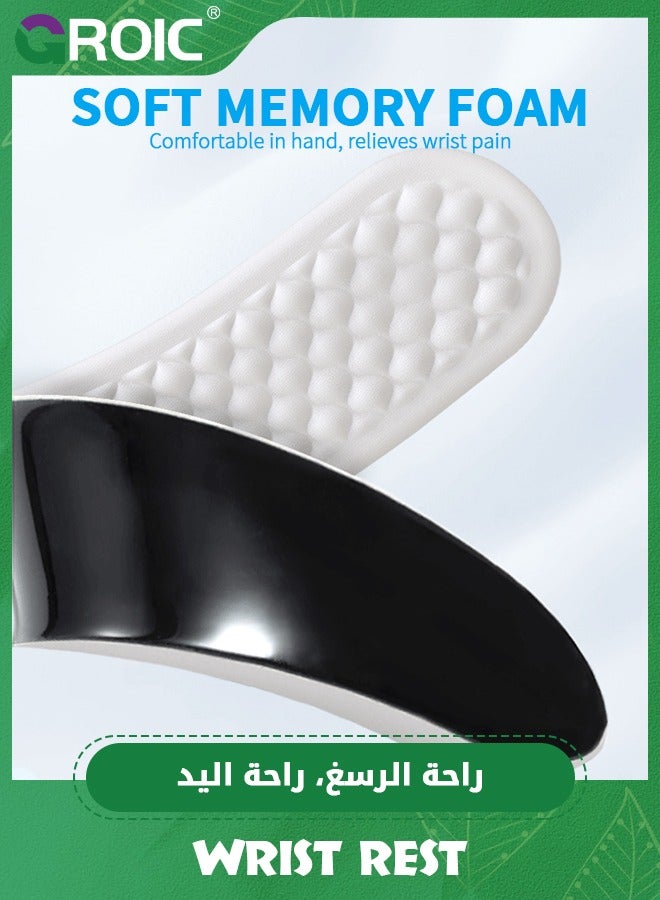 White Keyboard Wrist Rest, The Ergonomic Keyboard Pad with PU Leather and Memory Foam, Comfortable Computer Laptop Wrist Support, Keyboard Cushion for Typing Pain Relief