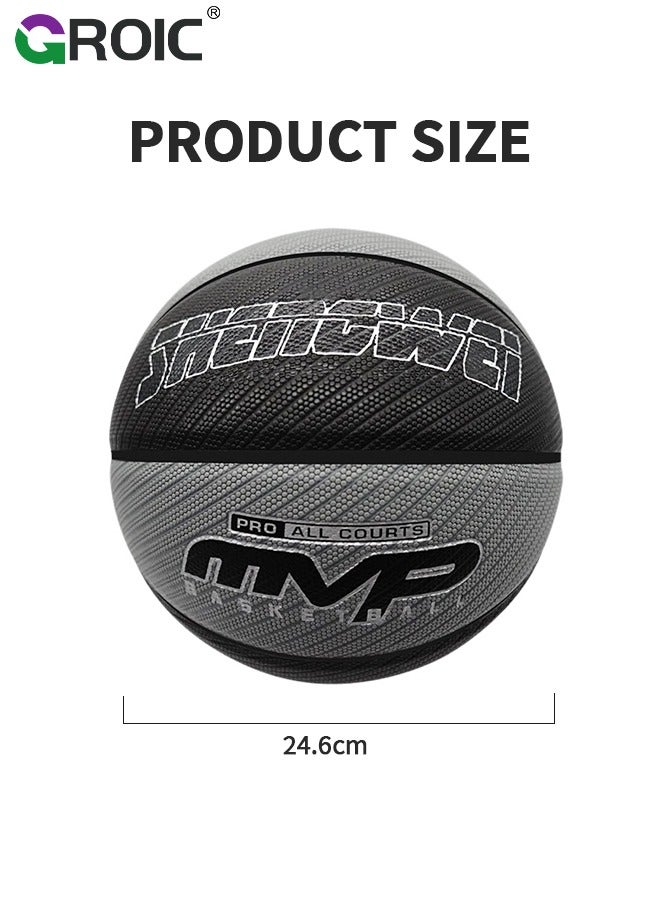 Basketball Size 7 (29.5 inches), Performance Composite Leather Basketball with Textured, Official Regulation Size 7 Perfect for Indoor Outdoor Court Training & Play Games with Pump Included