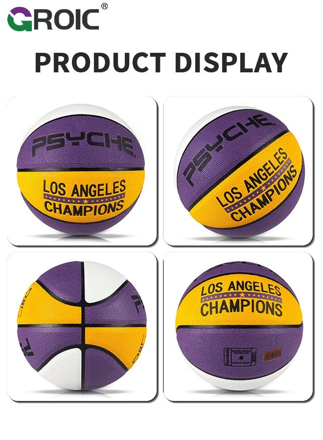 Basketball Size 7 (29.5 inches), Performance Composite Basketball with Textured, Official Regulation Size 7 Perfect for Indoor Outdoor Court Training & Play Games with Pump Included