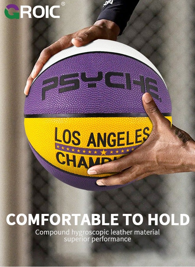 Basketball Size 7 (29.5 inches), Performance Composite Basketball with Textured, Official Regulation Size 7 Perfect for Indoor Outdoor Court Training & Play Games with Pump Included