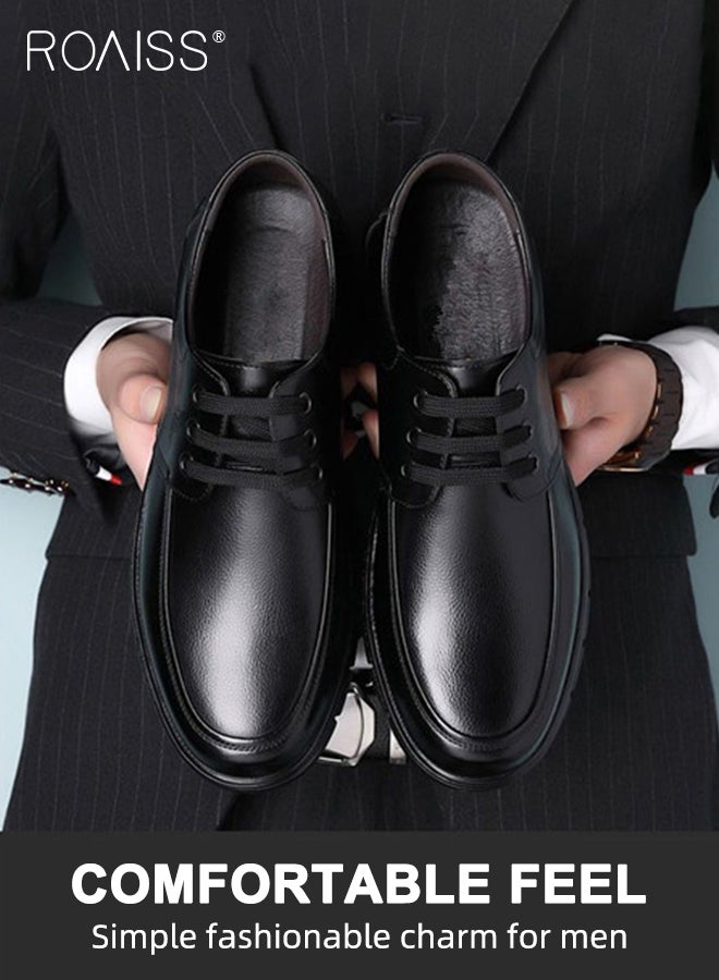 Formal Wedding Groom Shoes for Men Burnished Premium Textured Soft Sole Comfort Breathable Business Leather Shoes Mens Round Toe Low Top Lace up Front Anti Slip Wear Resistant Work Shoes