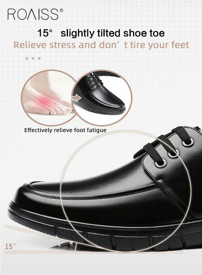 Formal Wedding Groom Shoes for Men Burnished Premium Textured Soft Sole Comfort Breathable Business Leather Shoes Mens Round Toe Low Top Lace up Front Anti Slip Wear Resistant Work Shoes