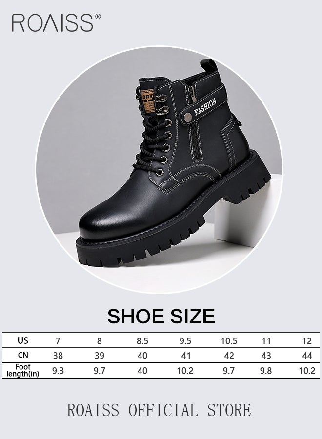 High Cut Martin Boots for Man British Style Retro Business Leather Shoes Round Toe Lace up Front Work Shoes Burnished Premium Textured Anti Slip Breathable Wear Resistant Casual Shoes