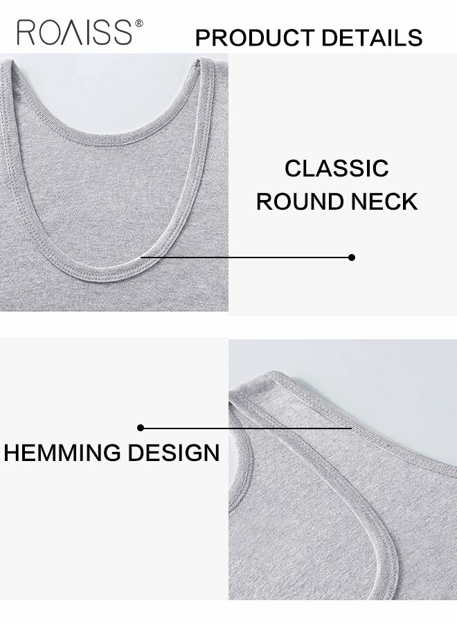 2Pcs Pure Cotton Pajamas Suit for Men H Type Round Neck Sleeveless Vest and Comfortable Loose Shorts Mens Summer Letter Pattern Soft Skin-Friendly Pyjama Set Suitable for Boyfriend Husband Dad Son