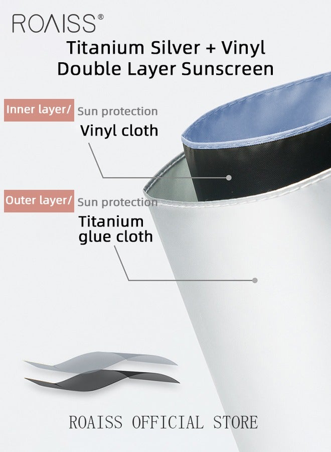 3 Fold Multi-functional Sun Umbrella with Super Sun and UV Protection Double-Layer Vinyl Sunshade 8 Rib Design for Rain and Shine Upf50+ Suitable for Commuting and Traveling Outdoors