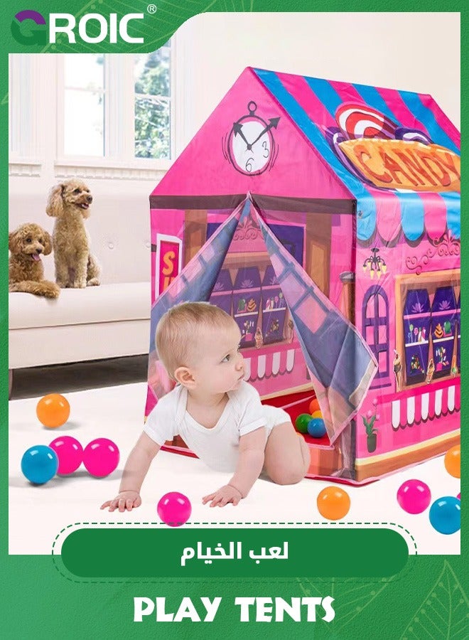 Play Tent for Kids, Pop Up Play Tent with Realistic Ice Cream Design, Indoor and Outdoor Playhouse Role Play Foldable Tent Toys Toddler Dessert Princess House Play Tent 103*93*70cm