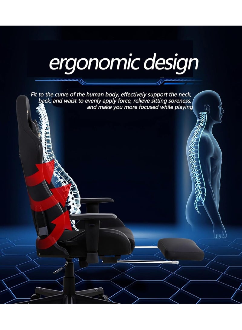 Gaming Chair with Footrest Ergonomic High Back Computer Office Desk Chair with Headrest & Lumbar Support Height Adjustable Leather Swivel Computer Chair for Office or Gaming (Upgraded)