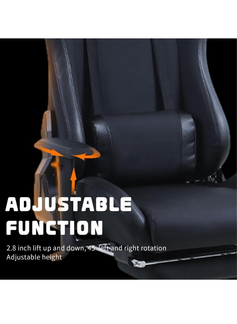 Gaming Chair with Footrest Ergonomic High Back Computer Office Desk Chair with Headrest & Lumbar Support Height Adjustable Leather Swivel Computer Chair for Office or Gaming (Upgraded)