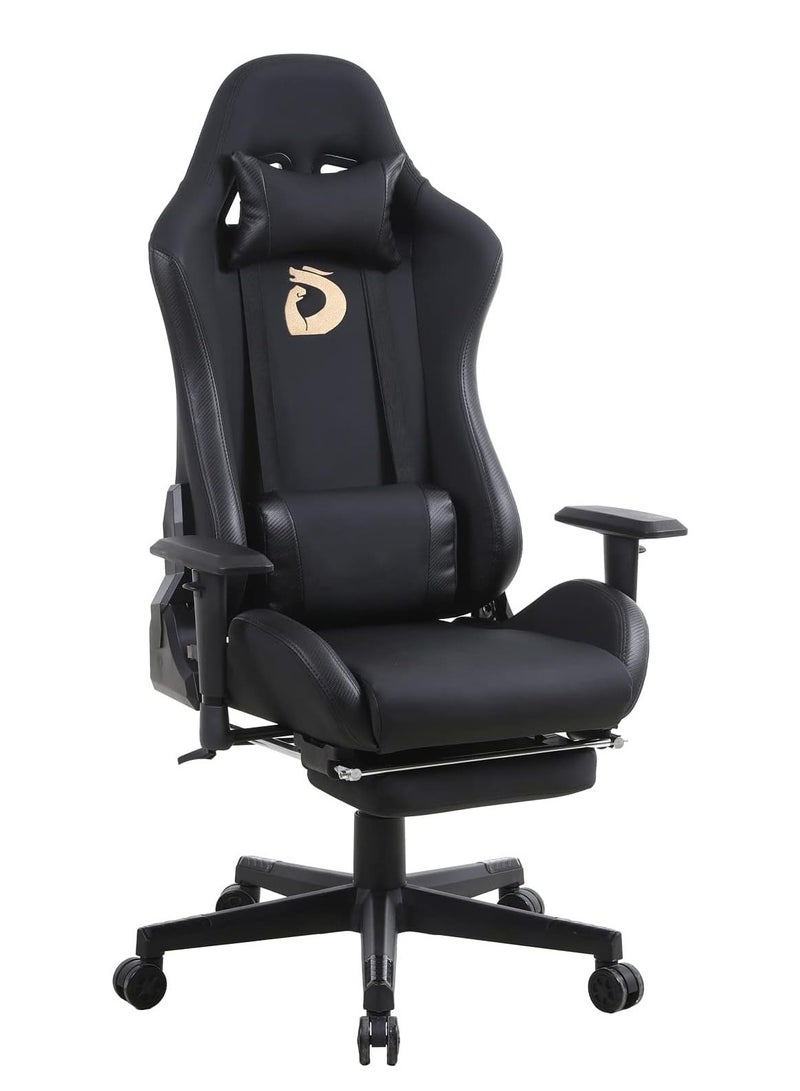 Gaming Chair with Footrest Ergonomic High Back Computer Office Desk Chair with Headrest & Lumbar Support Height Adjustable Leather Swivel Computer Chair for Office or Gaming (Upgraded)