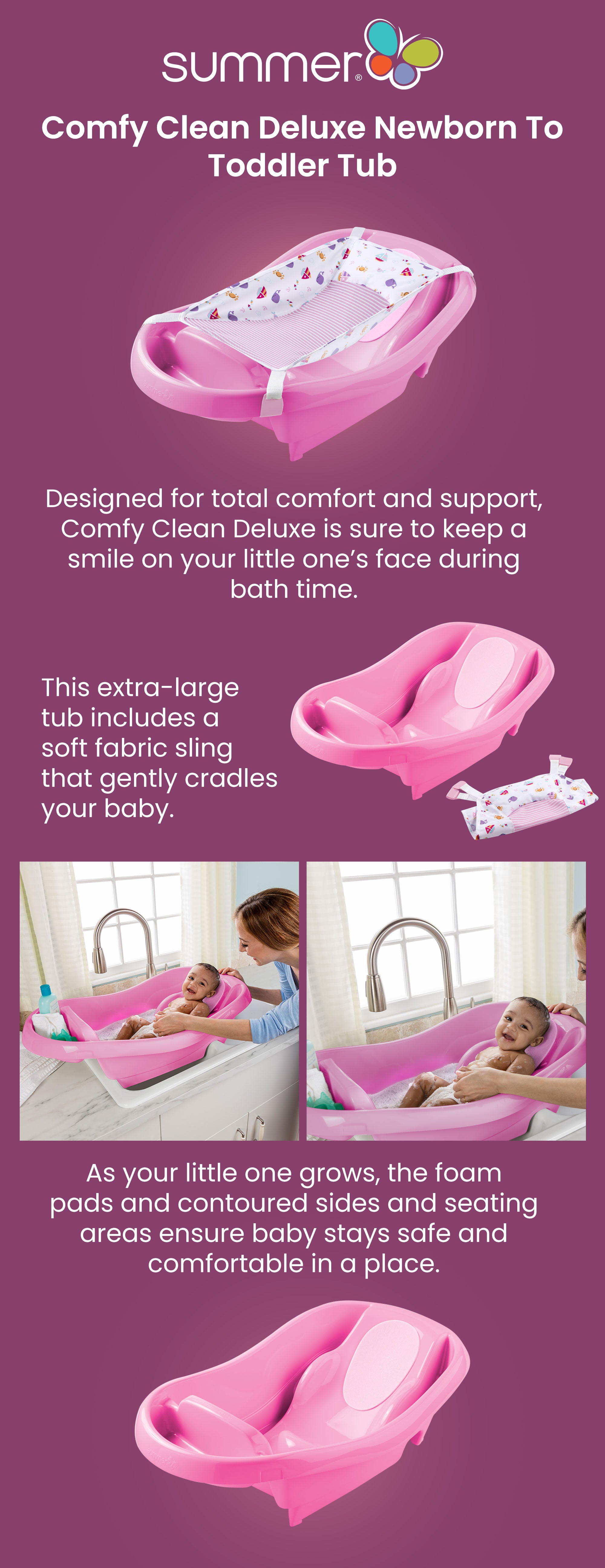 Comfy Clean Deluxe Baby Bath Tub With Hammock