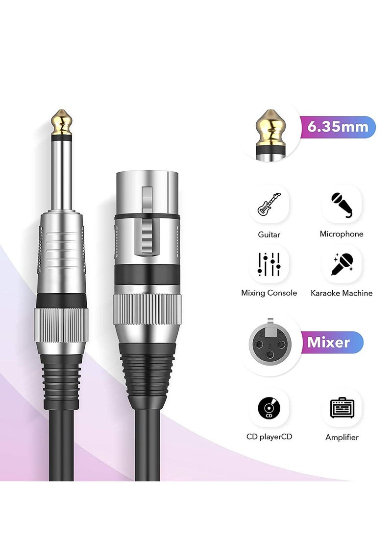 Microphone Cable Mic Mono Jack Unbalanced Cord For Dynamic Xlr Female To 1/4 Inch (6.35Mm)