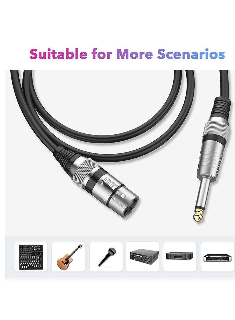 Microphone Cable Mic Mono Jack Unbalanced Cord For Dynamic Xlr Female To 1/4 Inch (6.35Mm)