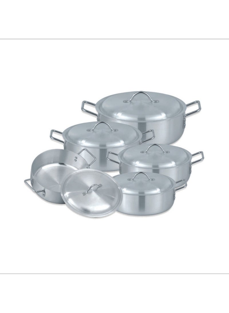 Sonex Fish Pot No.5 (35.5 cm & 11 Ltr), Shallow Cooking Pot With Lid, Premium Aluminum,Excellent Heat Distribution, Ergonomic Handles, Dishwasher Safe, Metal Finish, Silver