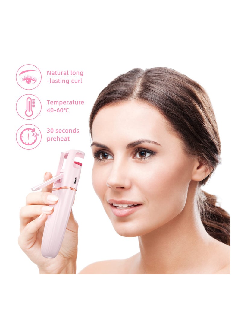 Heated Eyelash Curlers Rechargeable Eyelash Curler, Electric Eyelash Curler with Professional Heating Silicone Pad 30s Qick Heating Lash Curler for Natural Curling 24H Long Lasting Eye Lashes Curler