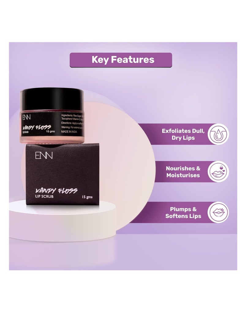 ENN Kandy Floss Tinted Lip Scrub  Lip Moisturizer   Lip Balm   lighten Dark Lips Exfoliating Lips  Raw Sugar  Coconut Oil Kokum Butter   Honey  Vanilla Oil   Vitamin E Natural For Men and Women