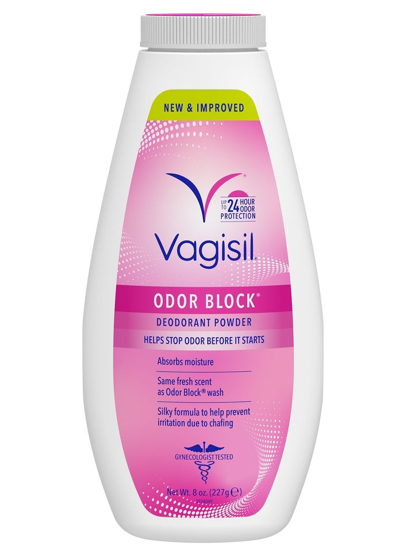 Vagisil Odor Block Deodorant Powder for Women, Helps to Prevents Chafing, Talc-Free, 8 Ounce (Pack of 1)