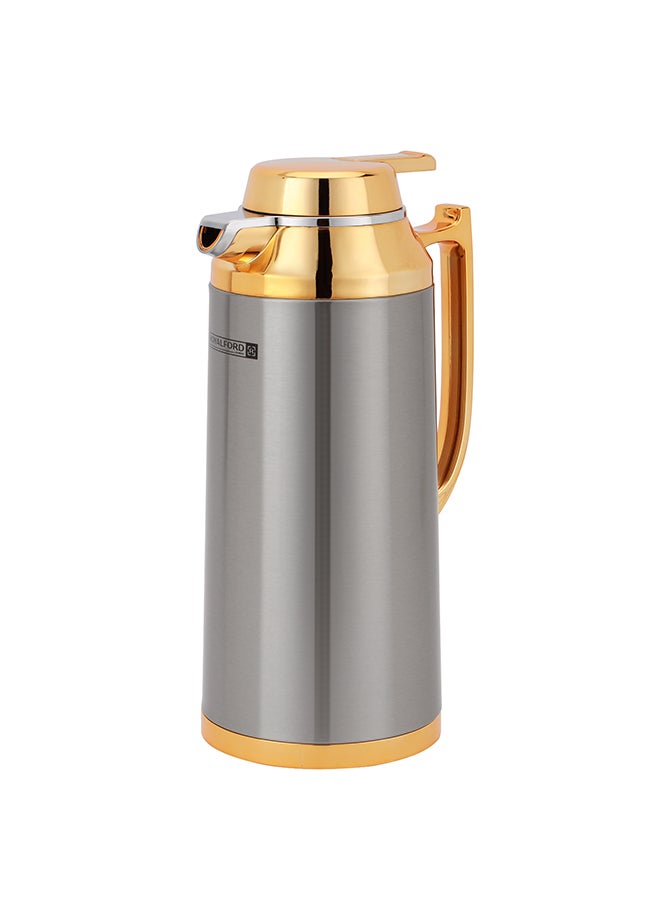 Royalford 1.9 L (64.0 oz) Vacuum Flask- RF12125| With Pink Glass Inner and Stainless Steel Outer Body| Keeps Your Drinks Hot or Cold, Asbestos-Free and Hygienic| Leak-Proof and Portable Design Multicolor 1.9 L (64.0Liters