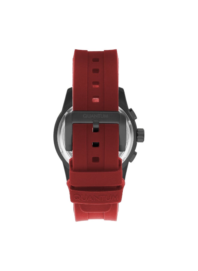 QUANTUM ADG991.668 Men Multi Function Display Watch & Silicone Strap Red