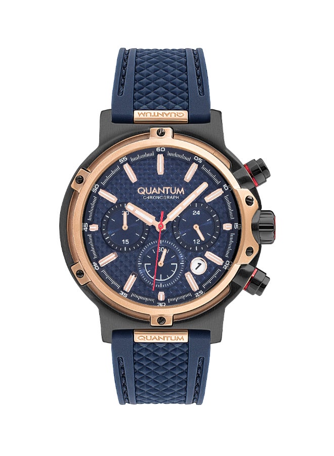 QUANTUM HNG956.899 Men Chronograph Display Watch & Silicone Strap Dark Blue