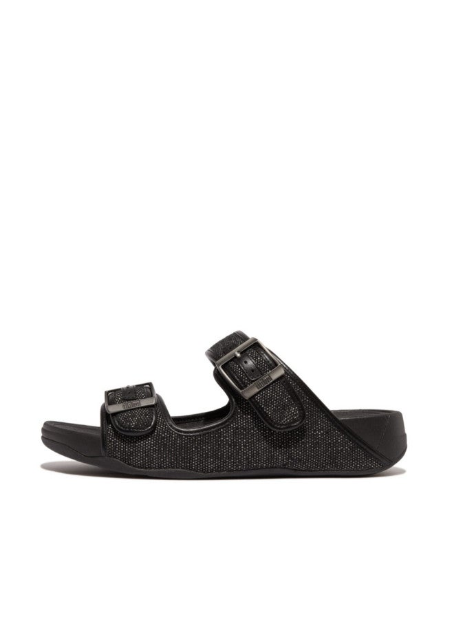 049-801 Fitflop Men Gogh Moc Mens Buckle Two-Tone Canvas Slide HB3-001 Black