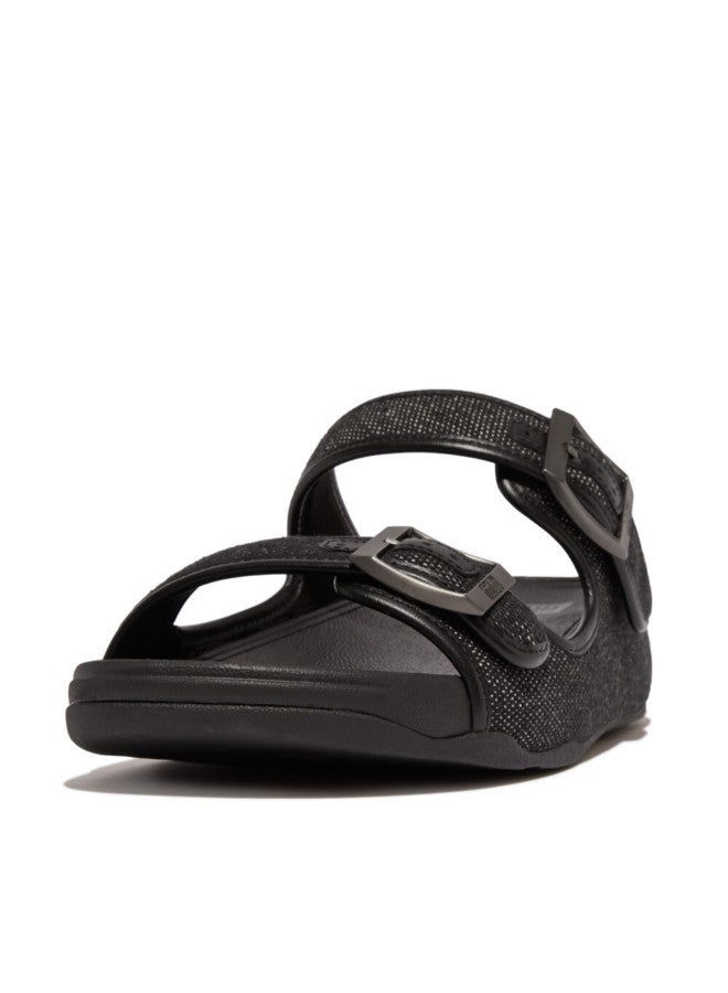 049-801 Fitflop Men Gogh Moc Mens Buckle Two-Tone Canvas Slide HB3-001 Black