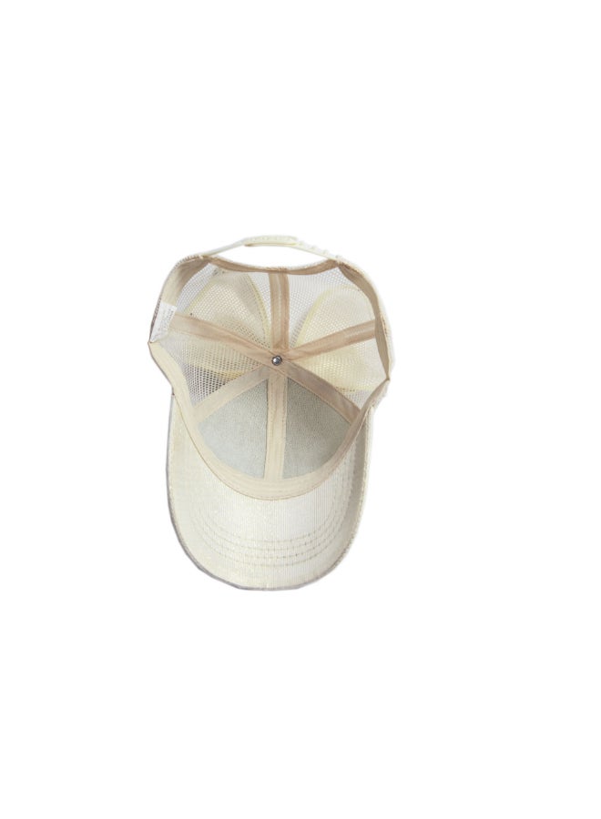 Casual Big Bow Pearl Feature Cap Cream White