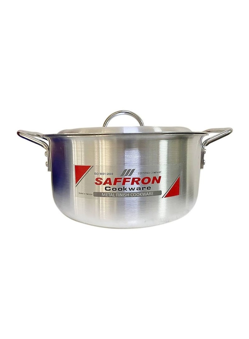 Sonex Saffron Cooking Pot 26 cm,  Capacity 6.5 Ltr, Cookware With Lid,Ergonomic Handle For Secure Grip,Premium Aluminum Metal Finish,Durable & Light Weight, Silver
