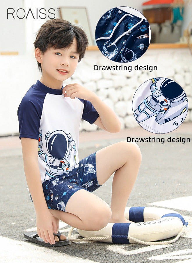 2Pcs Professional Training Swimsuit for Children Round Neck Quick Dry Elastic Hot Spring Split Set Kids Soft Skin-Friendly Breathable Bathing Suit Recommended by Coach Cute Summer Gift