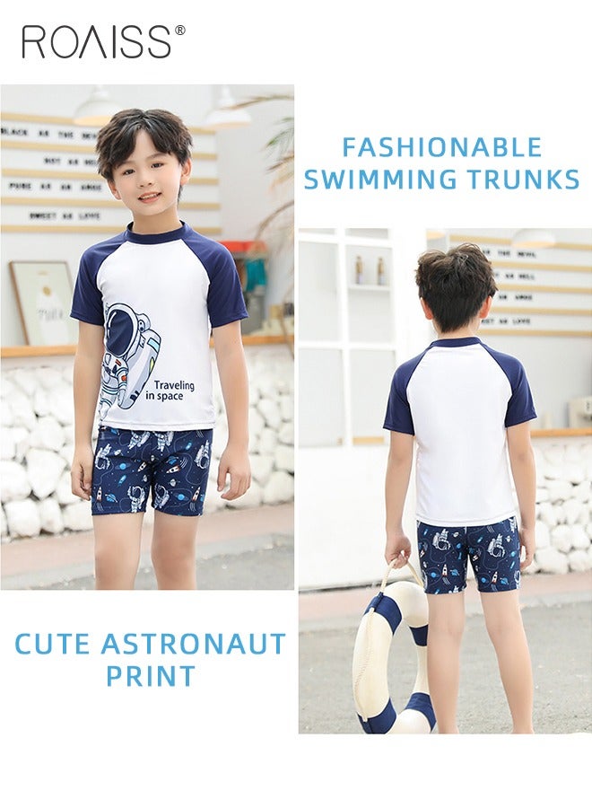 2Pcs Professional Training Swimsuit for Children Round Neck Quick Dry Elastic Hot Spring Split Set Kids Soft Skin-Friendly Breathable Bathing Suit Recommended by Coach Cute Summer Gift