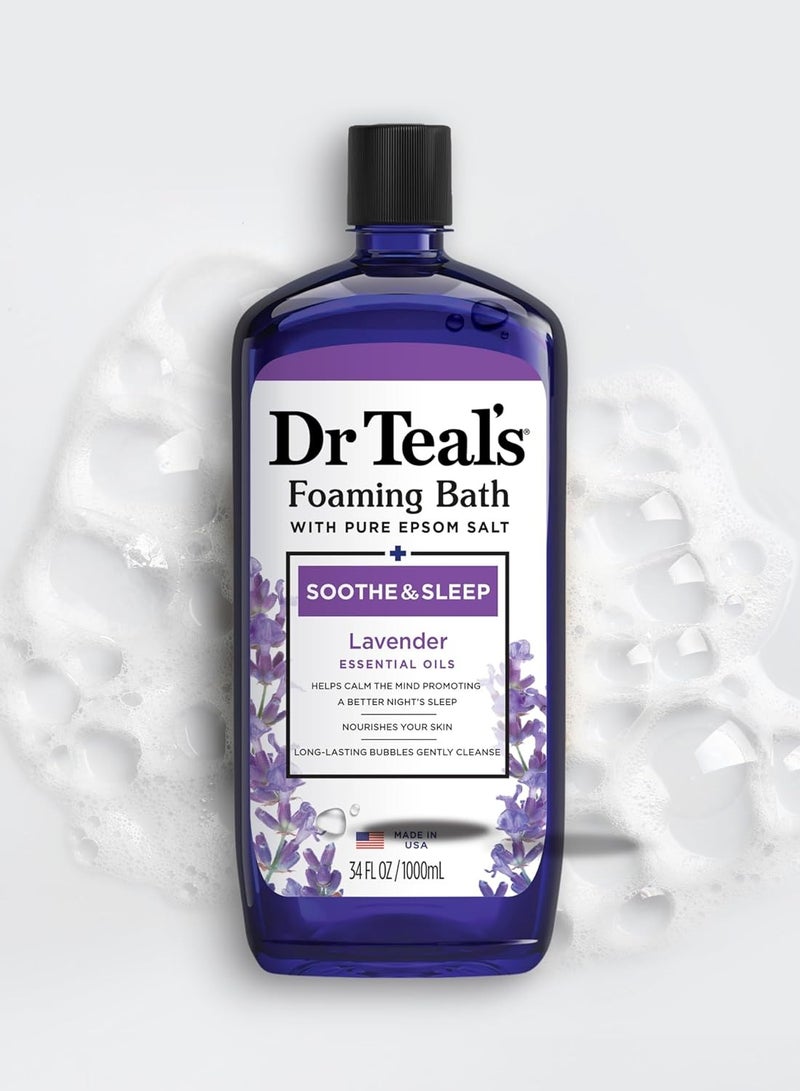 Dr Teal's Foaming Bath with Pure Epsom Salt, Soothe & Sleep with Lavender, 34 fl oz (Pack of 4) (Packaging May Vary)