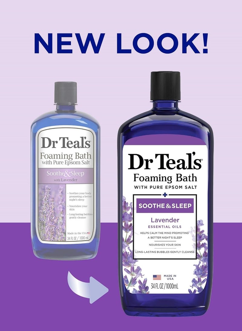 Dr Teal's Foaming Bath with Pure Epsom Salt, Soothe & Sleep with Lavender, 34 fl oz (Pack of 4) (Packaging May Vary)