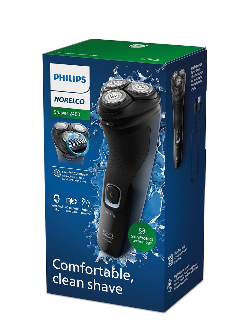 Norelco Shaver 2400, Rechargeable Cordless Electric Shaver With Pop-Up Trimmer, X3001/90