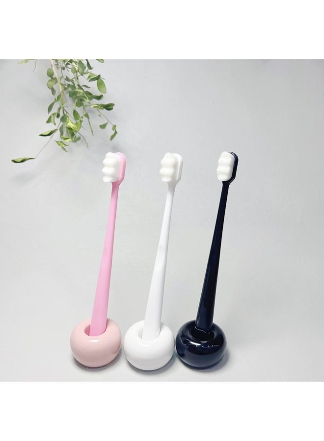 Extra Soft Toothbrush for Sensitive Gums,Micro Fur Manual Toothbrush, 20000 Soft Floss Bristle for Pregnant Women, Elderly, etc. (2black+2white+2pink，All White Bristle)