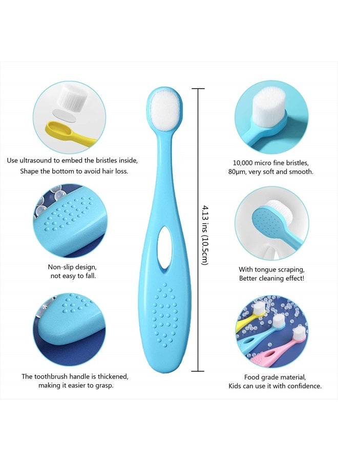 Baby Toothbrush & Toddler Toothbrush for Age 1-3 Years Old, Extra Soft Toothbrush with 10000 Soft Floss Bristle for Baby Gum Care. (4Pcs)