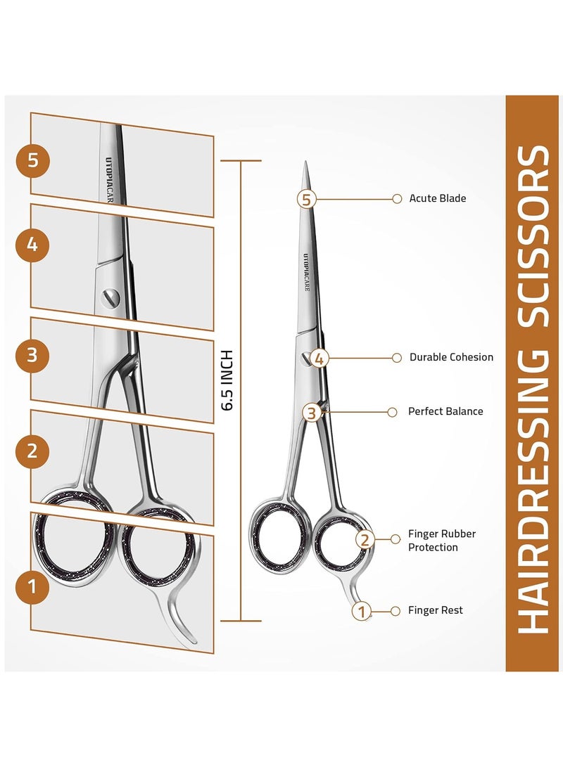 Utopia Care Hair Cutting and Hairdressing Scissors 6.5 Inch, Premium Stainless Steel shears with smooth Razor & Sharp Edge Blades, for Salons, Professional Barbers, Men & Women, Kids, Adults, & Pets.