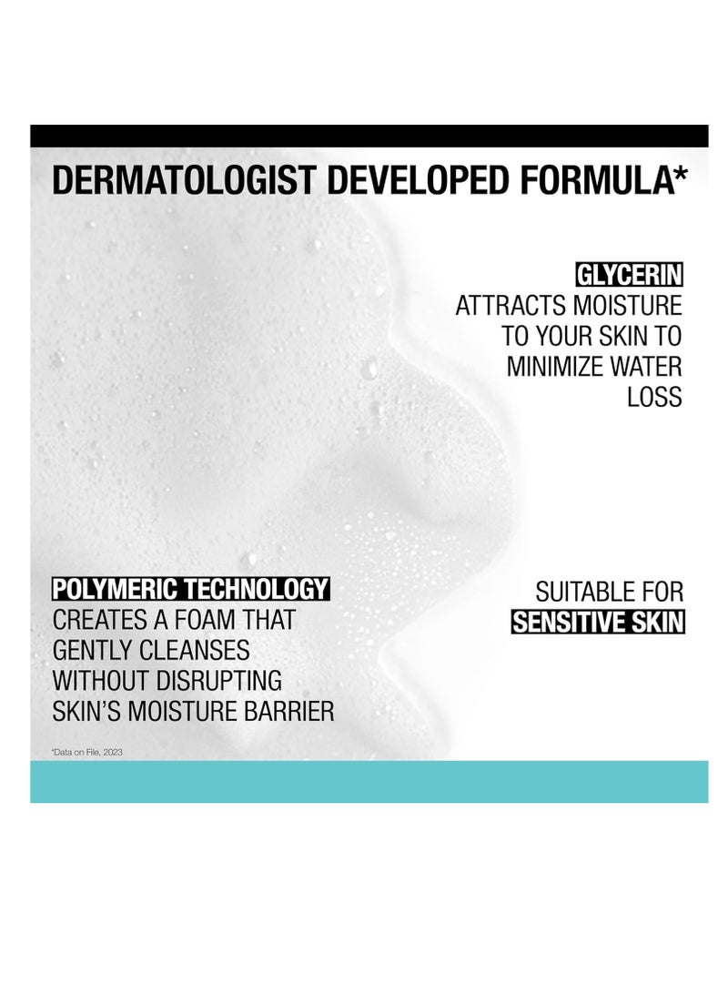 Ultra Gentle Foaming And Hydrating Face Wash For Sensitive Skin, Gently Cleanses Without Over Drying, Oil-Free, Soap-Free, 16Fluid Ounce