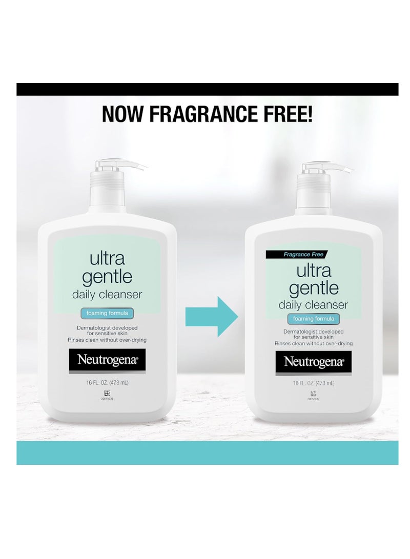 Ultra Gentle Foaming And Hydrating Face Wash For Sensitive Skin, Gently Cleanses Without Over Drying, Oil-Free, Soap-Free, 16Fluid Ounce